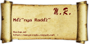 Mánya Radó névjegykártya